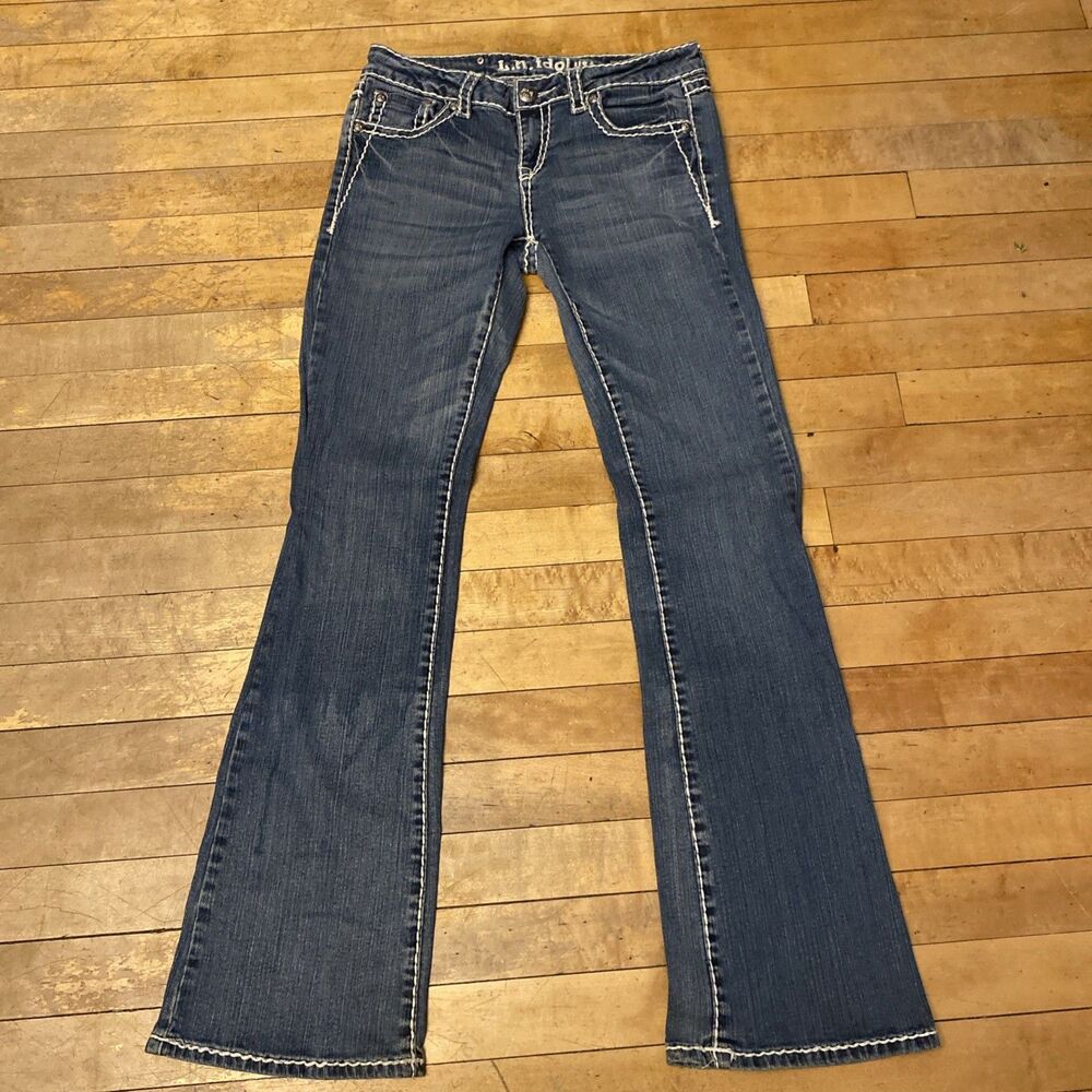 L.A. Idol Jeans Juniors Size 7 30x34 Stretch Mid Rise Boot Cut